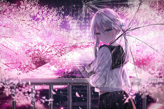 4K Junpaku Karen in Cherry Blossom Rain