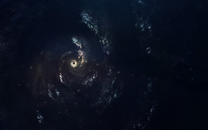 Digital art of a black hole and swirling nebula