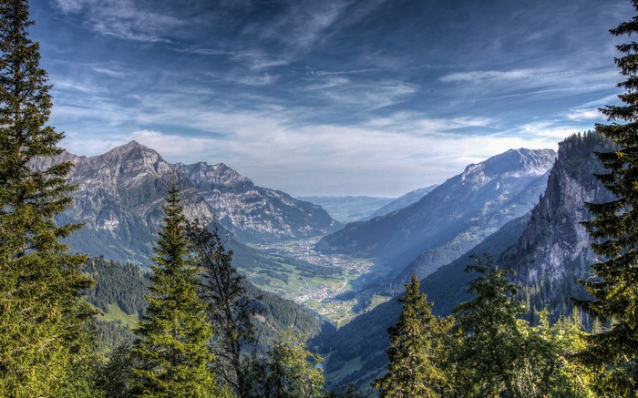 Valley with mountains and trees