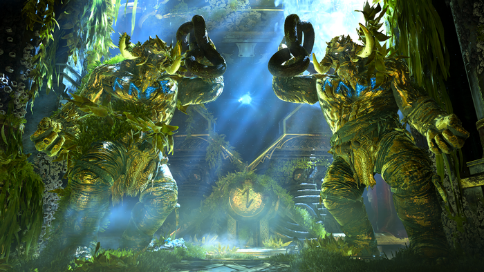 Two stone giants in God of War (2018)