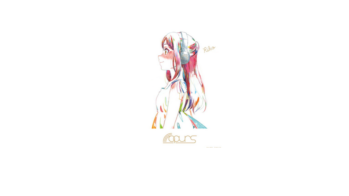 Anime girl with headphones and colorful hair