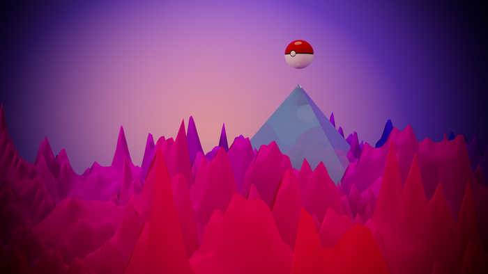 Pokemon Go abstract landscape with pokeball