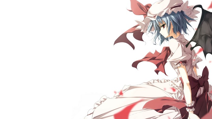 Remilia Scarlet from Touhou with blue hair and wings