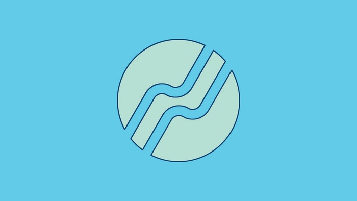 Simple abstract waveform logo on cyan background