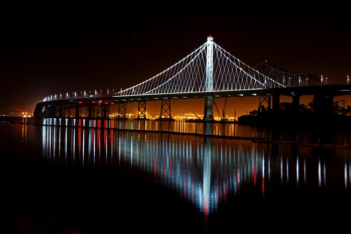 4K Night View of Oakland Bay Bridge
