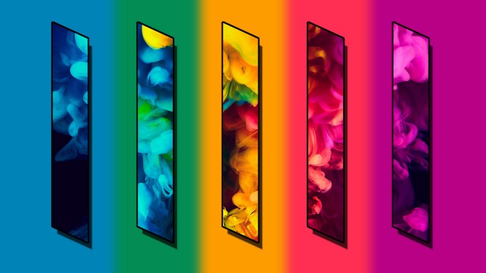 Colorful ink panels with shadows