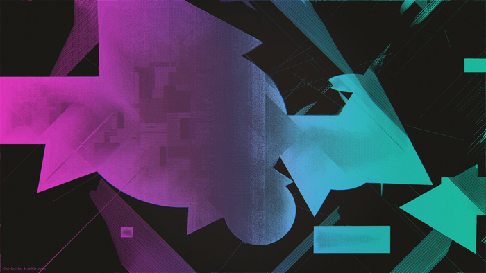 Abstract Glitch Art with Pink and Cyan Gradient