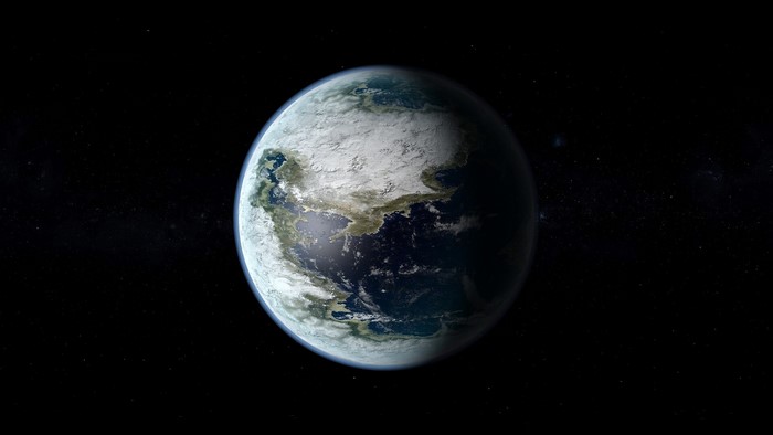 Digital art of an Earthlike planet in space