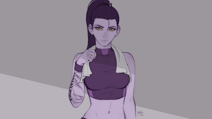 Widowmaker from Overwatch with towel