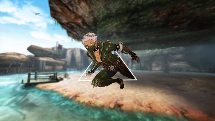 Anime character from Monster Hunter in a jungle setting