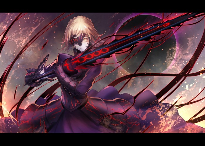 Saber Alter from Fate/Stay Night with a dark sword