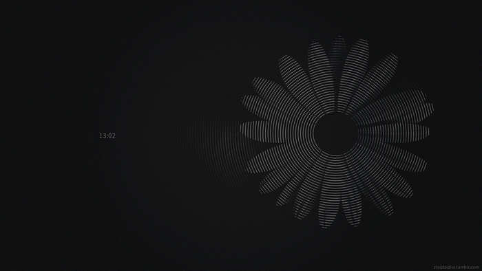 Abstract flower with concentric circles and time display