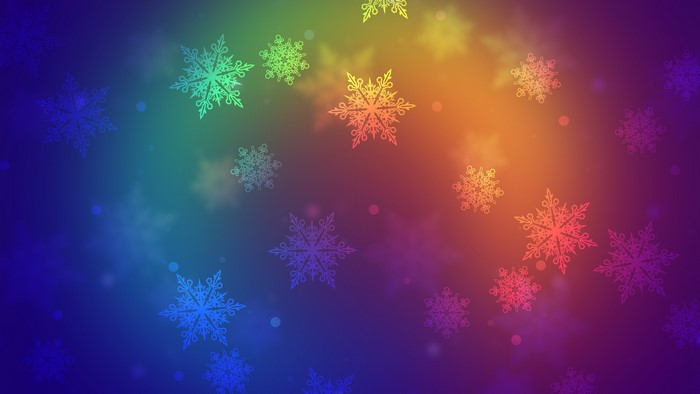 Colorful gradient abstract snowflakes 4K