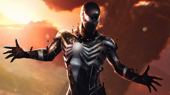 Venom Symbiote Spider-Man in front of sunset