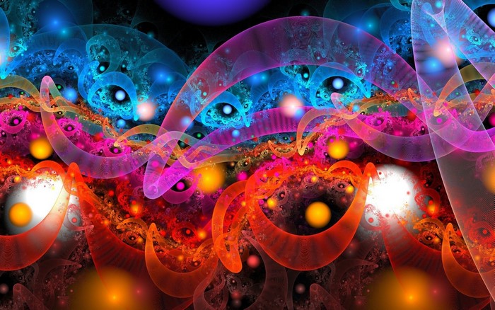 Abstract colorful fractal art with swirling shapes