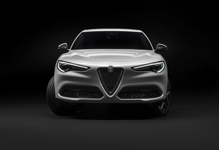4K Alfa Romeo Stelvio on black background