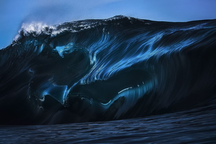 Dark Blue Ocean Wave Crashing
