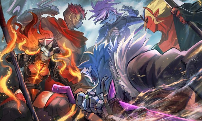 Original characters in a fantasy battle