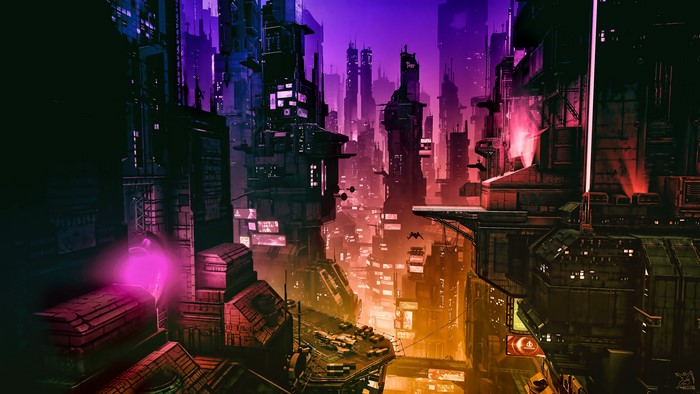 4K Cyberpunk Cityscape from Star Citizen