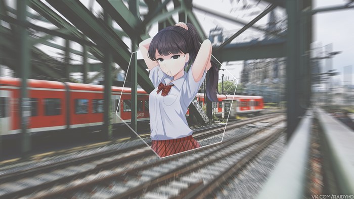 Komi Shouko from Komi-san wa, Comyushou desu. with train