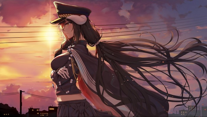 Mikasa from Azur Lane at sunset