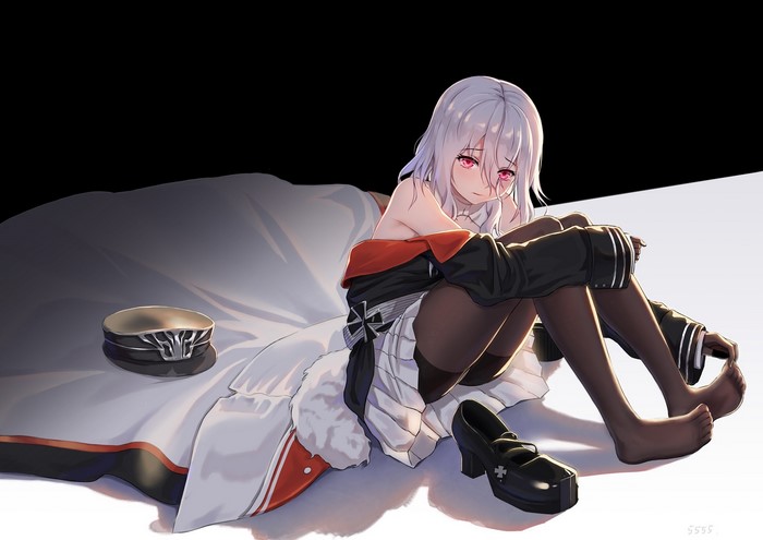 Graf Zeppelin from Azur Lane sitting down