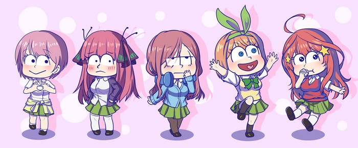 Chibi Quintessential Quintuplets girls fan art