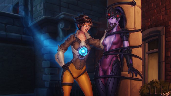 Tracer and Widowmaker from Overwatch fan art