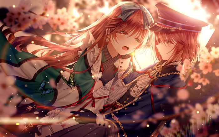 Anime girls with cherry blossoms