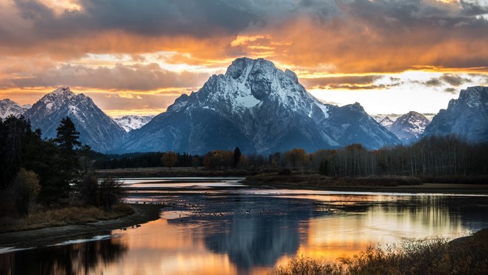 Mount Moran at sunset, Grand Teton National Park
