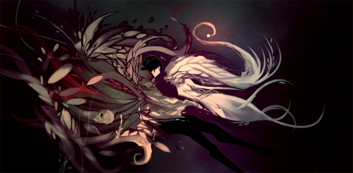 Nano Mortis abstract art with skull and wings