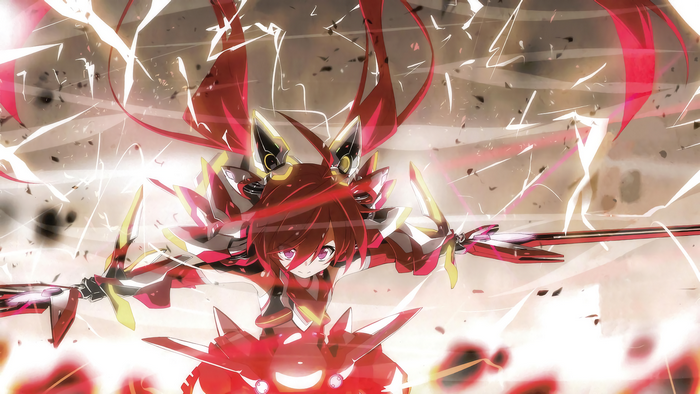 Anime girl with red hair and armor