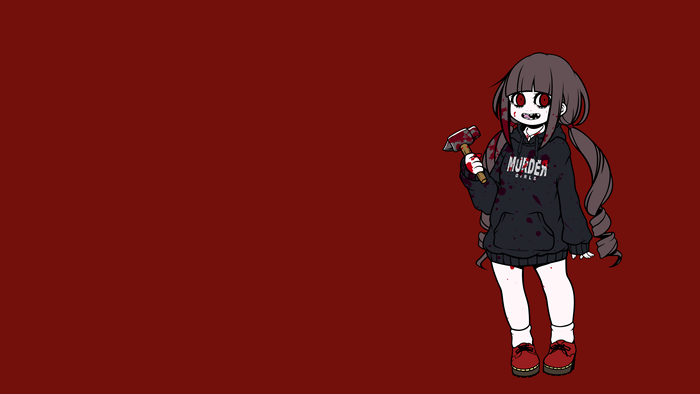 Anime girl with hammer and blood