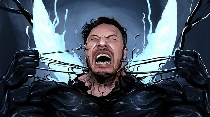 Tom Hardy as Venom transforming