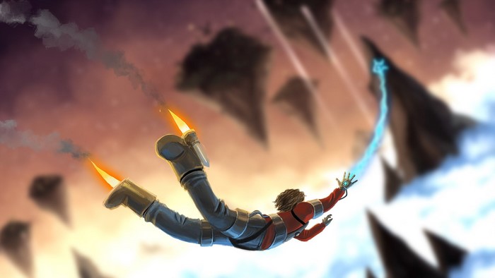 A Story About My Uncle character falling with jet boots