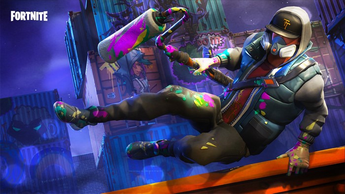 Fortnite character with paint roller and mask