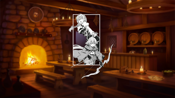 High Elf Archer and companion from Goblin Slayer in a tavern