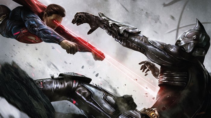 Superman and Batman fighting in Injustice Gods Among Us