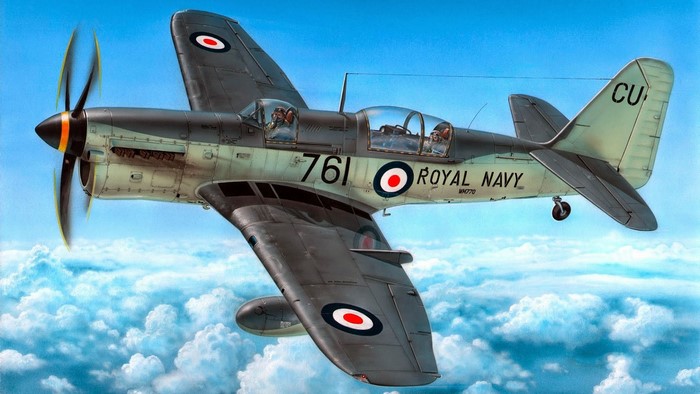 Royal Navy Fairey Barracuda aircraft in flight