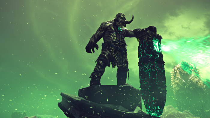 God of War (2018) screenshot of a troll holding a glowing object