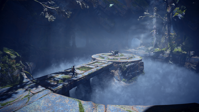 Kratos from God of War (2018) in a cave