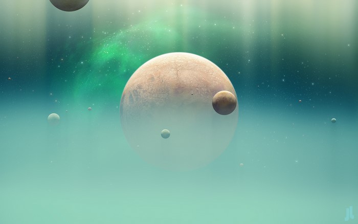 Space art with planets and nebula by JoeyJazz