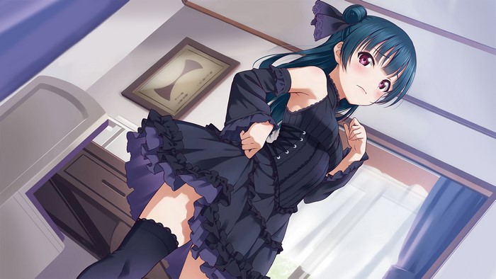 Tsushima Yoshiko from Love Live! Sunshine in a black dress