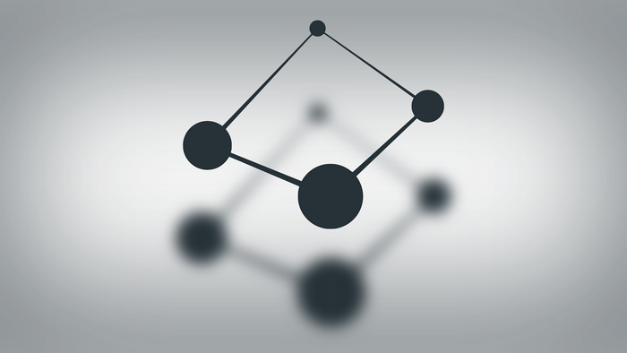 Minimalist geometric network on gray background