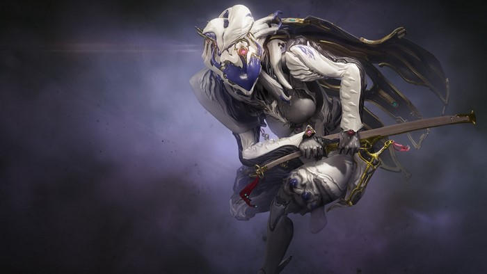 Warframe character with sword