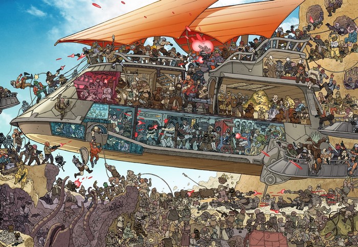 Star Wars artwork depicting a battle scene