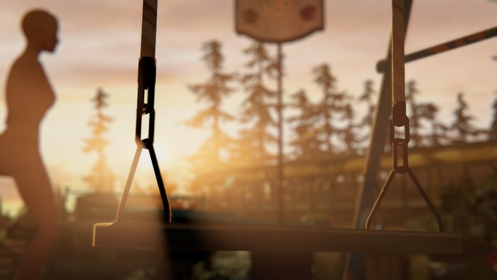 Chloe Price from Life is Strange: Before the Storm on a swing set
