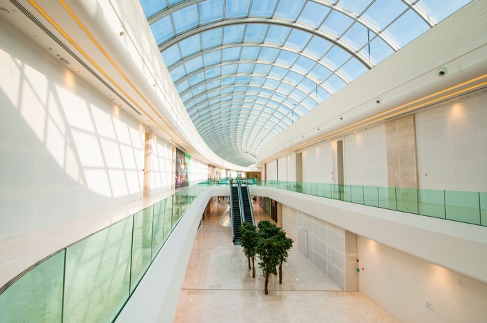 Modern Mall Architecture with Glass Ceiling in Oman