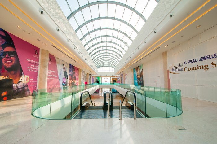 Interior of a modern shopping mall in Oman