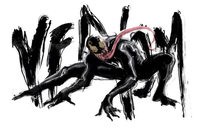 Venom artwork with black ink style